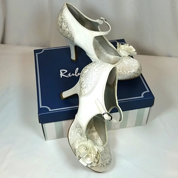 Ruby Shoo Shoes Ruby Shoo Emily Ivory And Silver Lace 92s Mary Janes Size 5 With Box Poshmark
